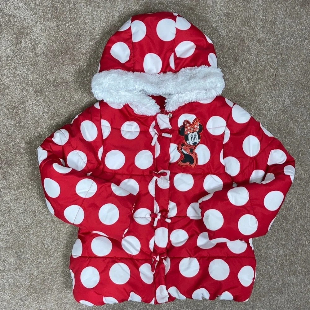 Disney store Minnie Mouse polka dot red white winter coat 7/8 - Picture 1 of 11